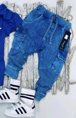 Kalhoty Despacito acid vintage cargo jeans royal blue